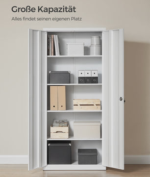 Metalen Archiefkast 180 cm - 5 Verstelbare Legborden & Slot - Ideaal voor Garage, Kantoor, Woonkamer