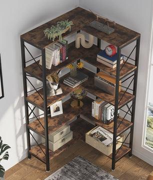Tribesigns 5-Niveau Hoekboekenkast - Modern Design met Metaal Frame