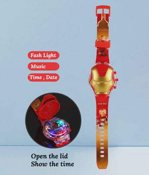 Kinderhorloge met Licht & Geluid: Spider-Man, Iron Man & Captain America