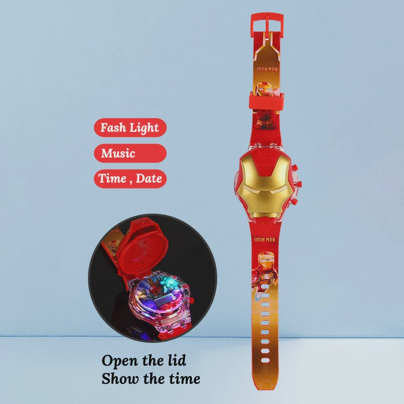 Kinderhorloge met Licht & Geluid: Spider-Man, Iron Man & Captain America