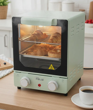 Compacte Verticale Oven 15L met Glazen Deur & Timer - Ideaal voor Kleine Keukens