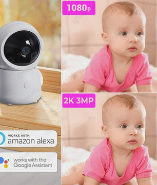 WiFi Babyfoon met Twee Camera's, Split-Screen, App Controle & 4.3" IPS Scherm - 2K 3MP Auto Tracking PTZ