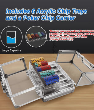 Transparante Aluminium & Acryl Poker Chip Koffer - 600 Chips