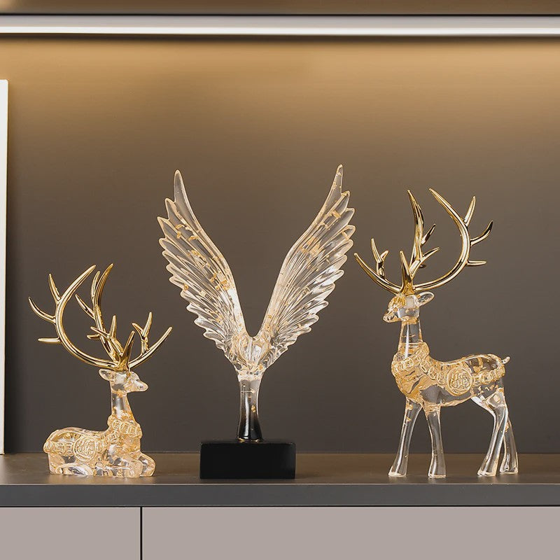Abstracte Gouden Adelaar Sculptuur - Decoratieve Hars Beeldje voor Thuis