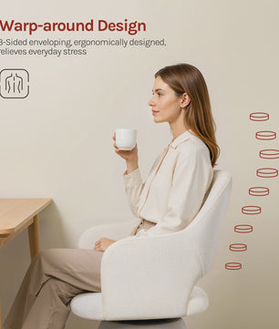 Draaibare eetkamerstoel met hoge rugleuning en linnen bekleding - Beige