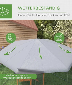 Grote Stalen Kippenhok Buiten met Dak - 400x346x263cm - Grijs - Ruim voor 10-15 Kippen & Kleine Dieren