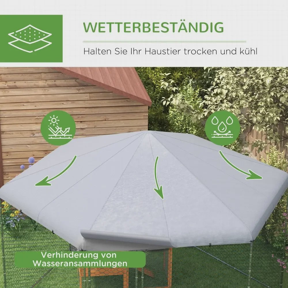 Grote Stalen Kippenhok Buiten met Dak - 400x346x263cm - Grijs - Ruim voor 10-15 Kippen & Kleine Dieren