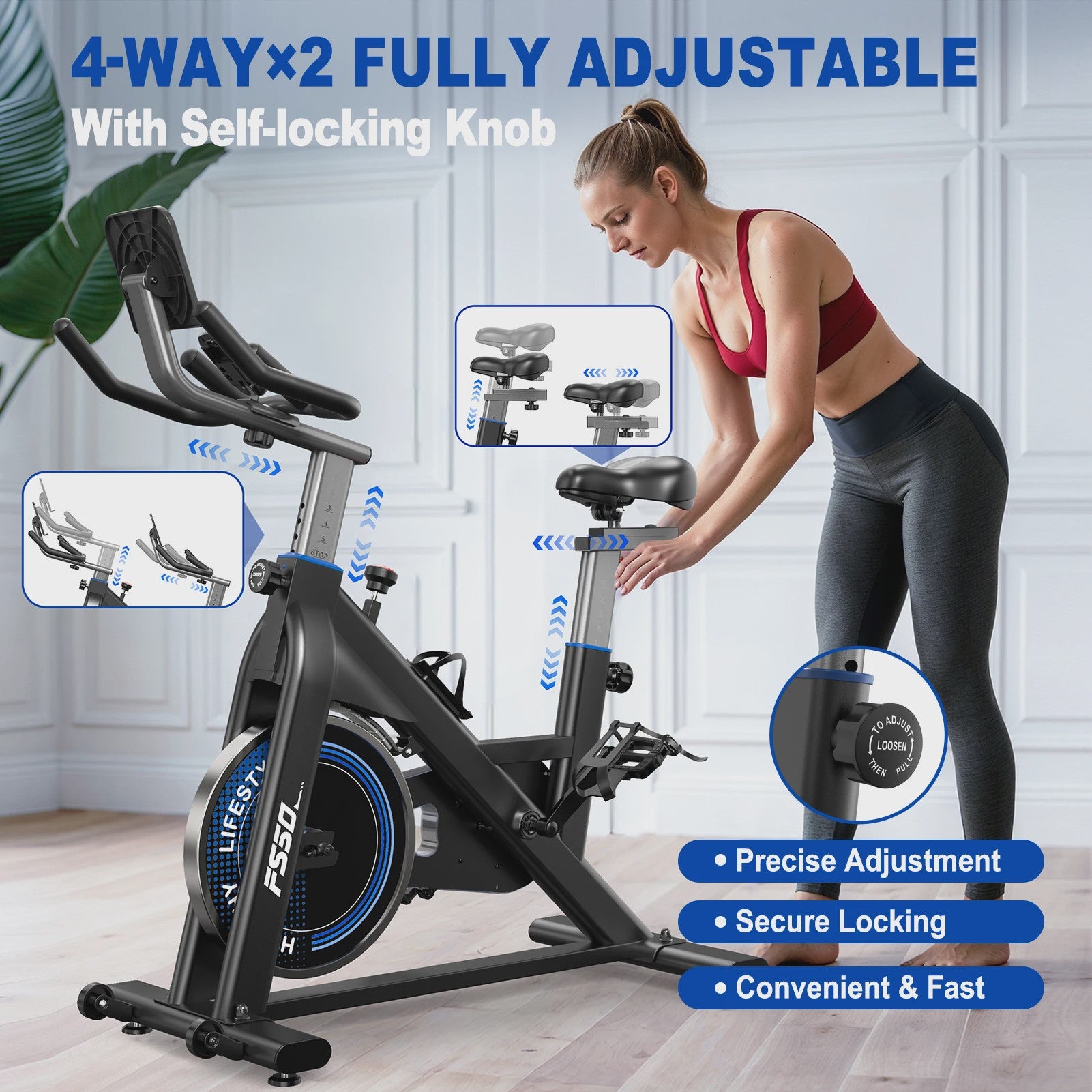 Fysiq Hometrainer Fiets met 300 Watt Weerstand & 4-Weg Verstelbaar Ergometer