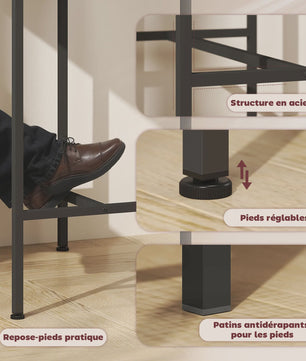 HOMCOM Bartafel Set met 2 Barkrukken - Keuken, Eetkamer, Woonkamer - Grijs