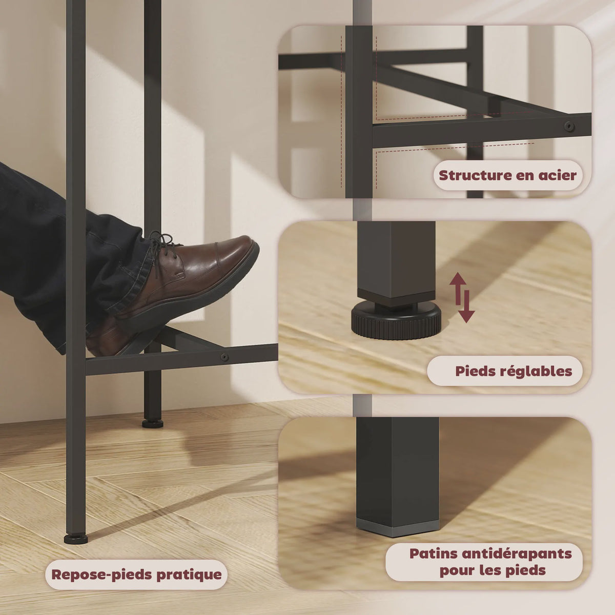 HOMCOM Bartafel Set met 2 Barkrukken - Keuken, Eetkamer, Woonkamer - Grijs