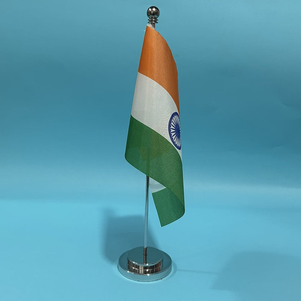 Indiase Bureauvlag 14x21cm Polyester - Officiële Vlag van India voor Bureau Decoratie