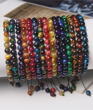 Blauwe Tijgeroog Kralen Armband 6MM - Natuursteen Meditatie Sieraden