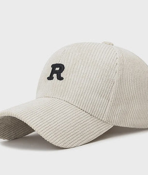 Corduroy Baseballpet met 3D Geborduurde 'R' - Stijlvolle Pet voor Herfst & Winter