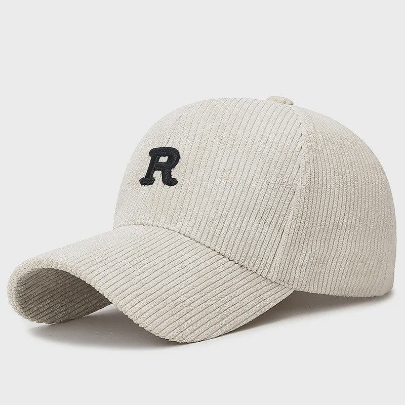Corduroy Baseballpet met 3D Geborduurde 'R' - Stijlvolle Pet voor Herfst & Winter