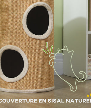 Kattenkrabpaal Toren met 2 Niveaus en Sisal Bekleding - Ø 35x60 cm