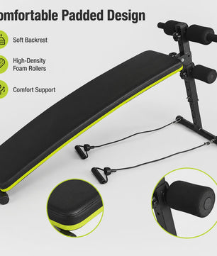 Verstelbare Buikspierbank met 4 Incline Niveaus & Weerstandsbanden - Core Training