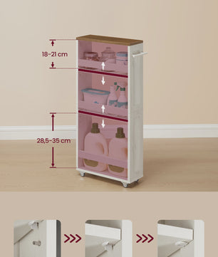 VASAGLE Smalle Rolkar met 4 Niveaus - 40x15x86.5 cm - Keuken & Badkamer Opbergoplossing