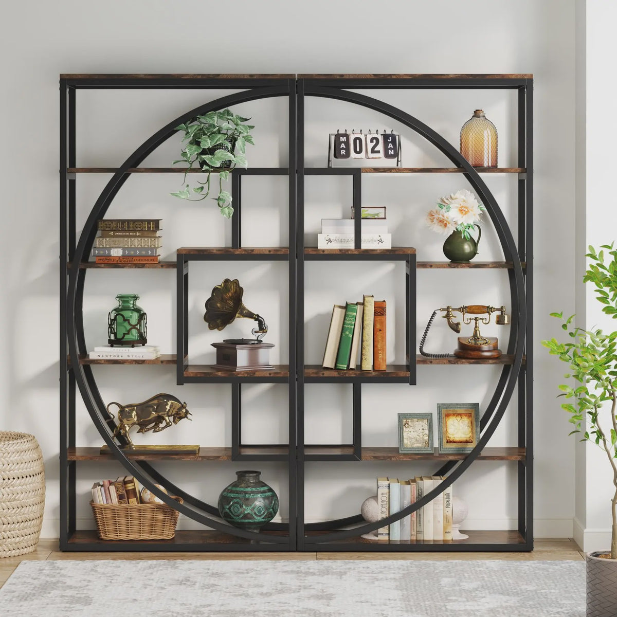 Industriële Boekenkast 180 cm - 8 Open Planken - Etagère Boekenkast