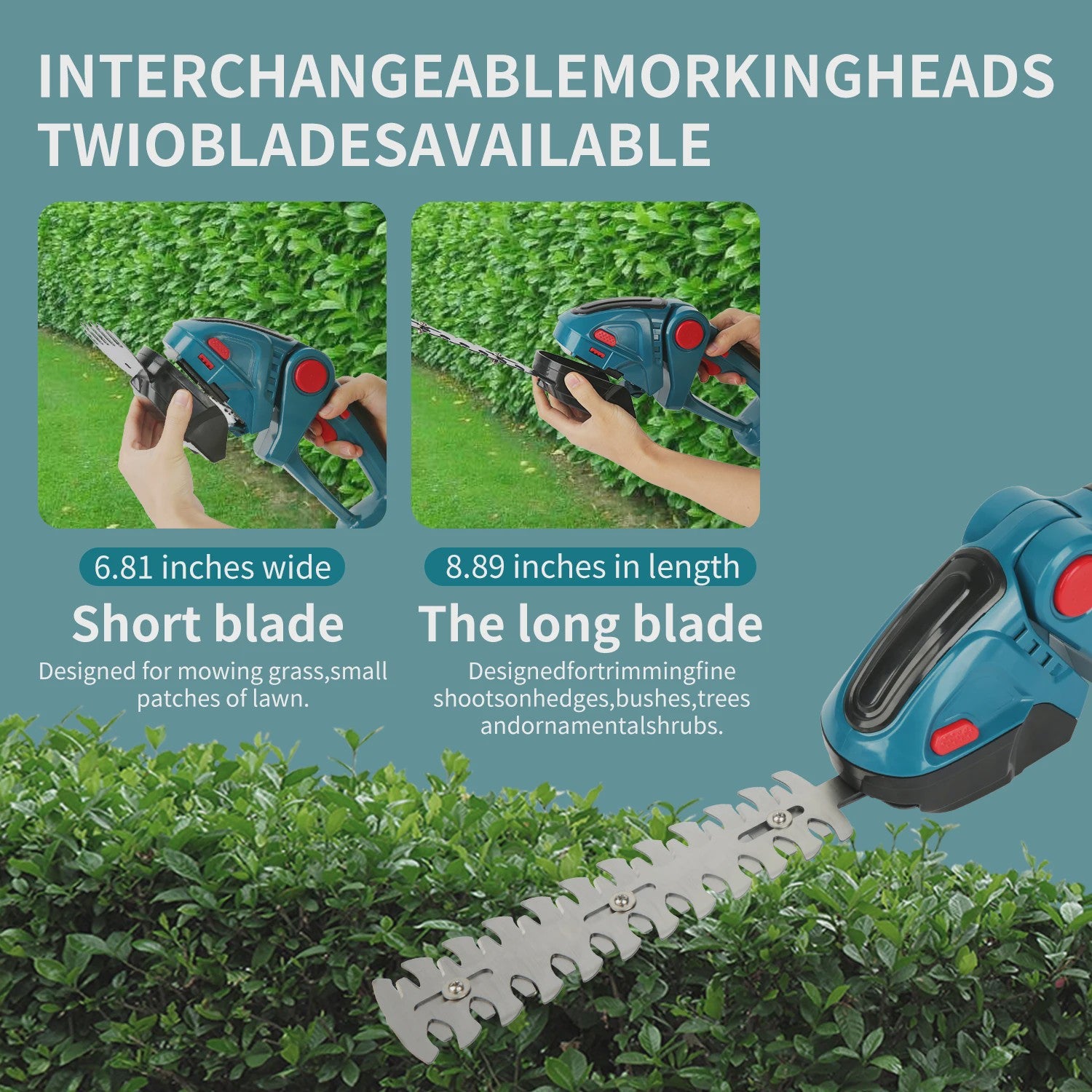 24V Draadloze Snoeischaar & Grasmaaier 2-in-1 met Lithium-Ion Batterij