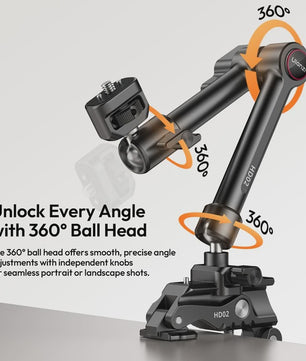 Ulanzi HD02 10-inch Magic Arm Kit met Kogelkop en Klem voor Camera, Livestreaming & Vlogs