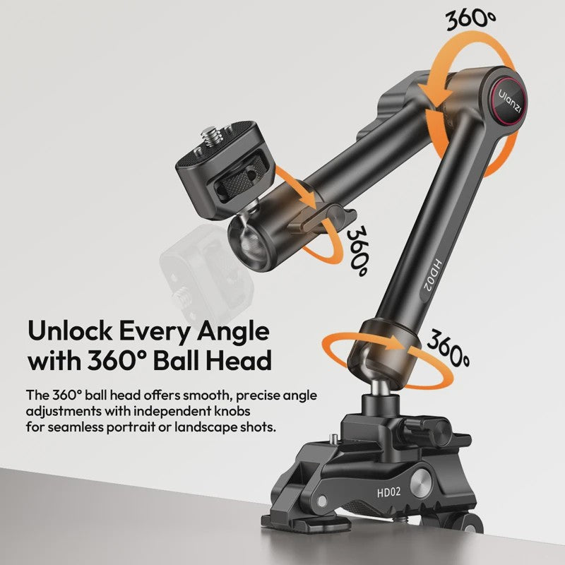 Ulanzi HD02 10-inch Magic Arm Kit met Kogelkop en Klem voor Camera, Livestreaming & Vlogs