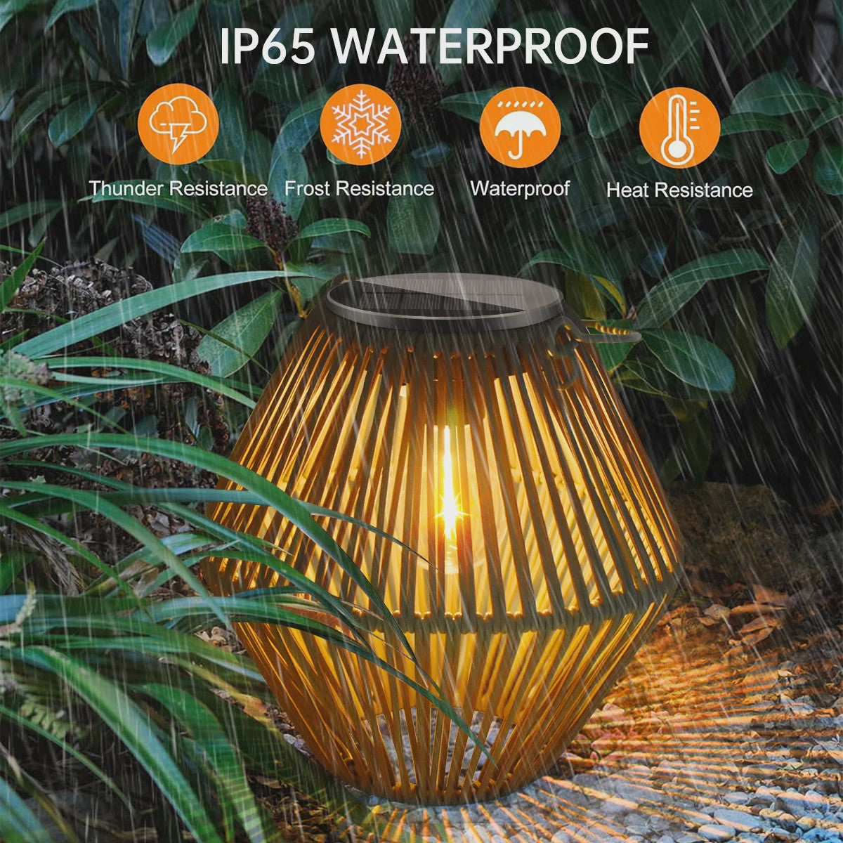 Zonne-energie Lantaarn voor Buiten - Waterdichte Hangende Rotan Decoratie voor Tuin & Terras