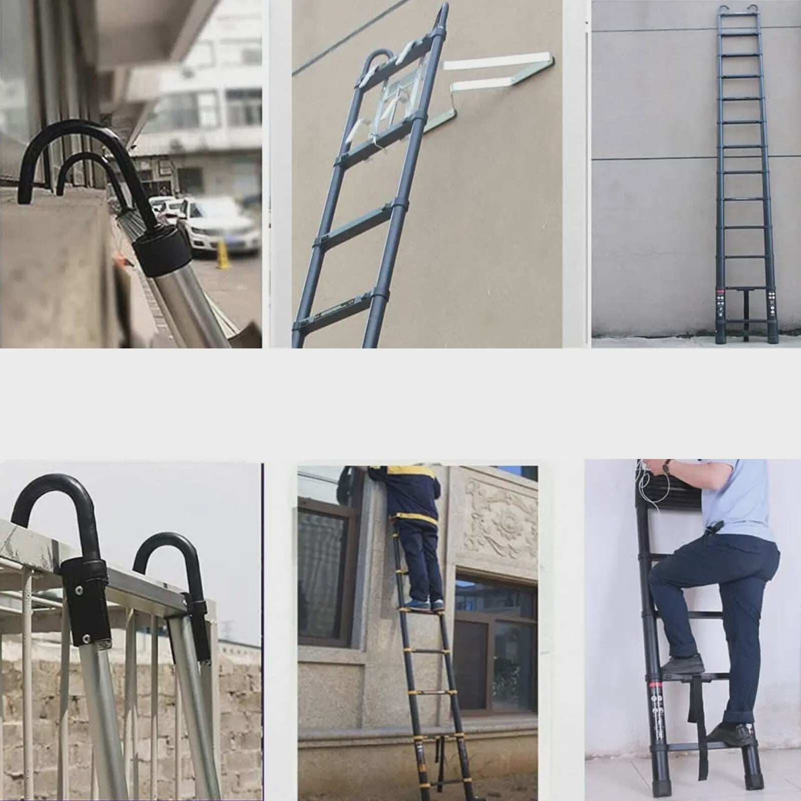 6.2M Telescopische Ladder - Zwaar Uitvoering Aluminium met Haken - 14 Treden