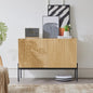 Stijlvol Houten Dressoir met 2 Deuren, 3 Lades en Metalen Poten - 140cm Breed