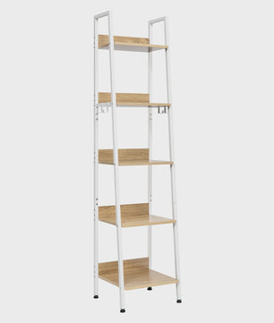 Stijlvolle Boekenkast met 5 Niveaus en Haken - 40x170x36cm