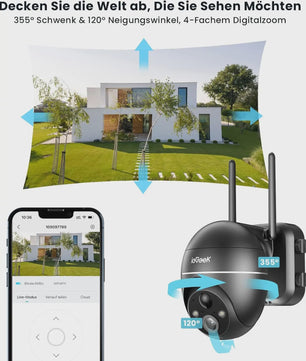 IeGeek 5MP Draadloze Buiten Camera met Solar Paneel, PTZ, PIR Bewegingsdetectie