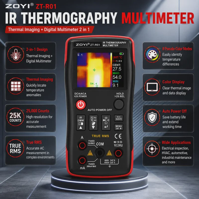 ZOYI ZT-R01: 2-in-1 Thermische Camera & Multimeter met 25000 Counts True RMS