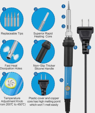 60W Verstelbare Temperatuur Soldeerbout - EU 220V / US 110V Plug - Ideaal voor DIY Reparatie