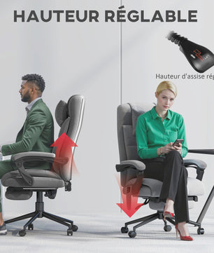 Ergonomische bureaustoel met massage, verwarming en voetensteun - Grijs