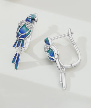 Exquise 925 Sterling Zilveren Oorbellen: Kolibrie & Papegaai - Mode Sieraden
