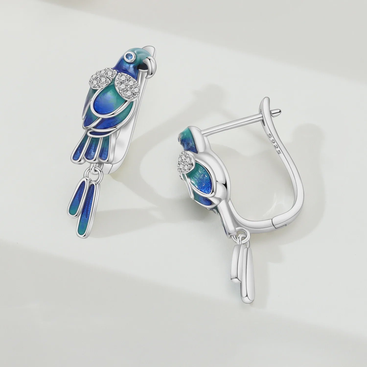 Exquise 925 Sterling Zilveren Oorbellen: Kolibrie & Papegaai - Mode Sieraden