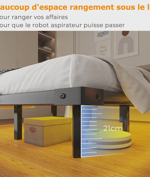 Zwevend Metalen Bedframe met LED Verlichting - Modern Platform Bed