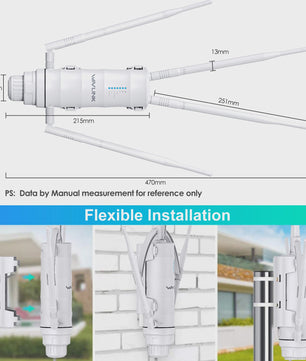 WAVLINK Outdoor WiFi Extender AC1200/AX1800/AX3000 Mesh Router - IP65/67 Waterdicht, Lange Afstand, POE