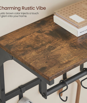 Wandkapstok met Plank en 8 Haken - Industrieel Design, 40x24x24 cm