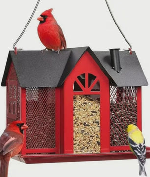 Hangend Vogelvoederhuisje met Grote Capaciteit - IJzeren Voederstation voor Tuin & Buiten