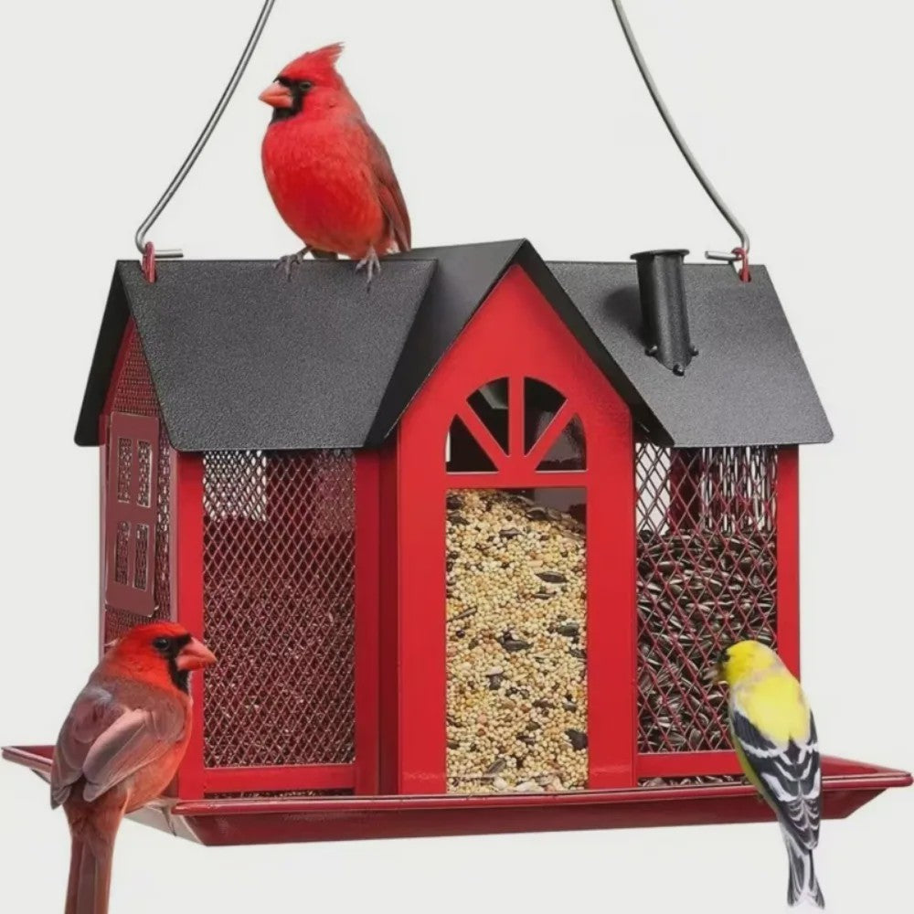 Hangend Vogelvoederhuisje met Grote Capaciteit - IJzeren Voederstation voor Tuin & Buiten