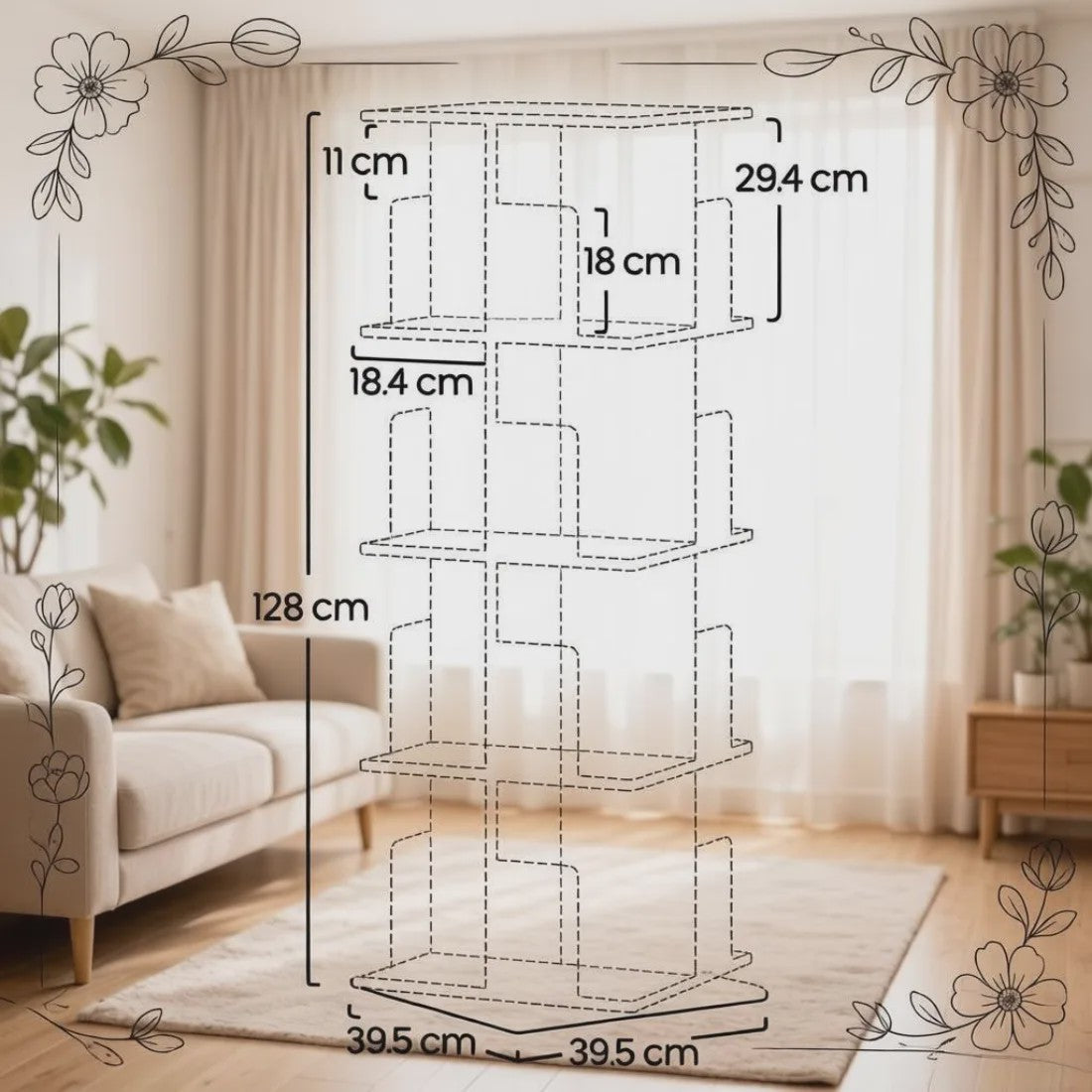 Draaibaar Boekenkastje met 5 etages - Compact & Stijlvol