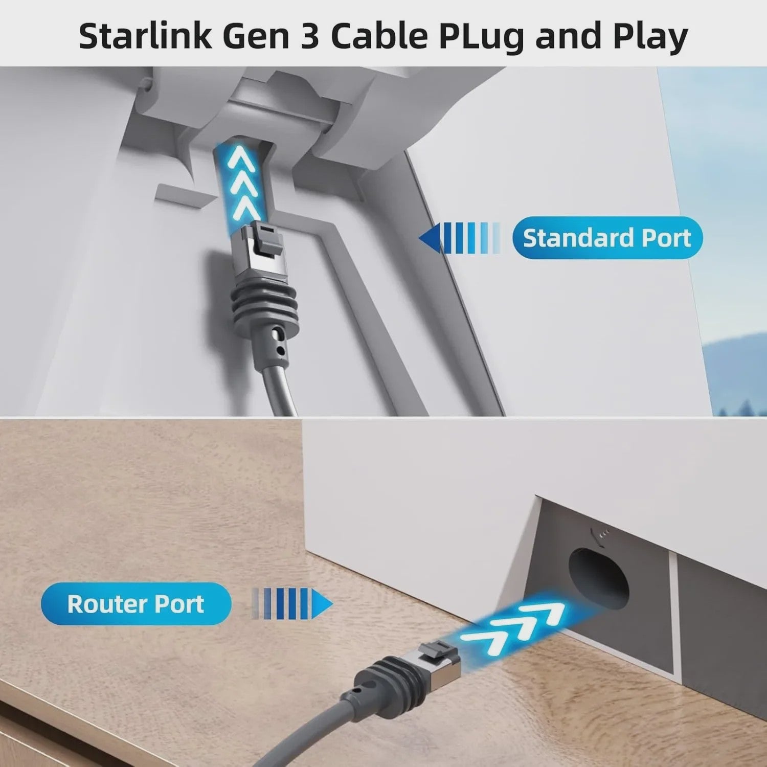 Waterdichte Ethernet Kabel voor Starlink Mini - RJ45 Vervangingskabel voor Router & Computer