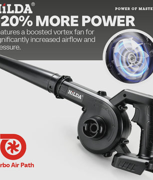 HILDA 21V Accu Bladblazer & Zuiger - Krachtige 2-in-1 Handheld Luchtblazer