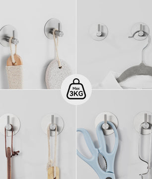 60cm Wandrek met Toiletrolhouder en 4 Haken - Complete RVS Badkamer Set