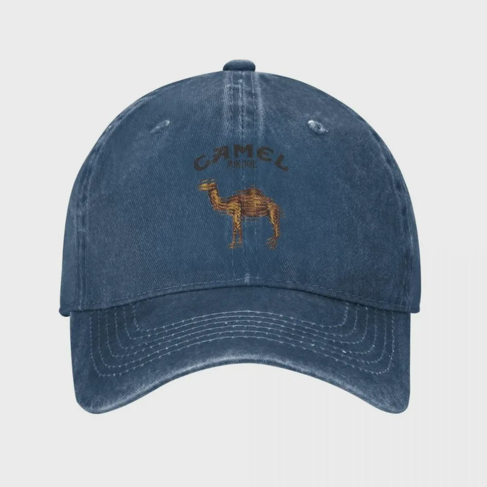 Vintage Trucker Cap met Camel Print - Verstelbaar en Washed Look