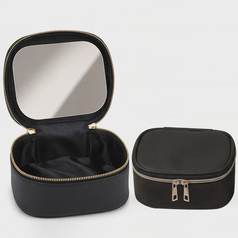 Draagbare Make-up Tas met Spiegel - Waterdicht & Compact