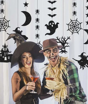 6-delige Halloween Hangende Banner Garland met Spookjes, Heksen en Spinnen