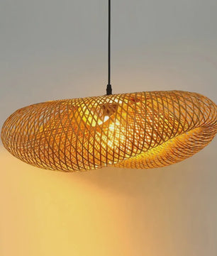 Handgemaakte Bamboe Woven Hanglamp - Vintage Stijl voor Woonkamer & Eetkamer (40-80cm)