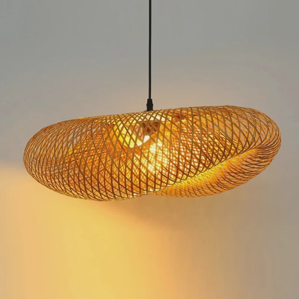 Handgemaakte Bamboe Woven Hanglamp - Vintage Stijl voor Woonkamer & Eetkamer (40-80cm)