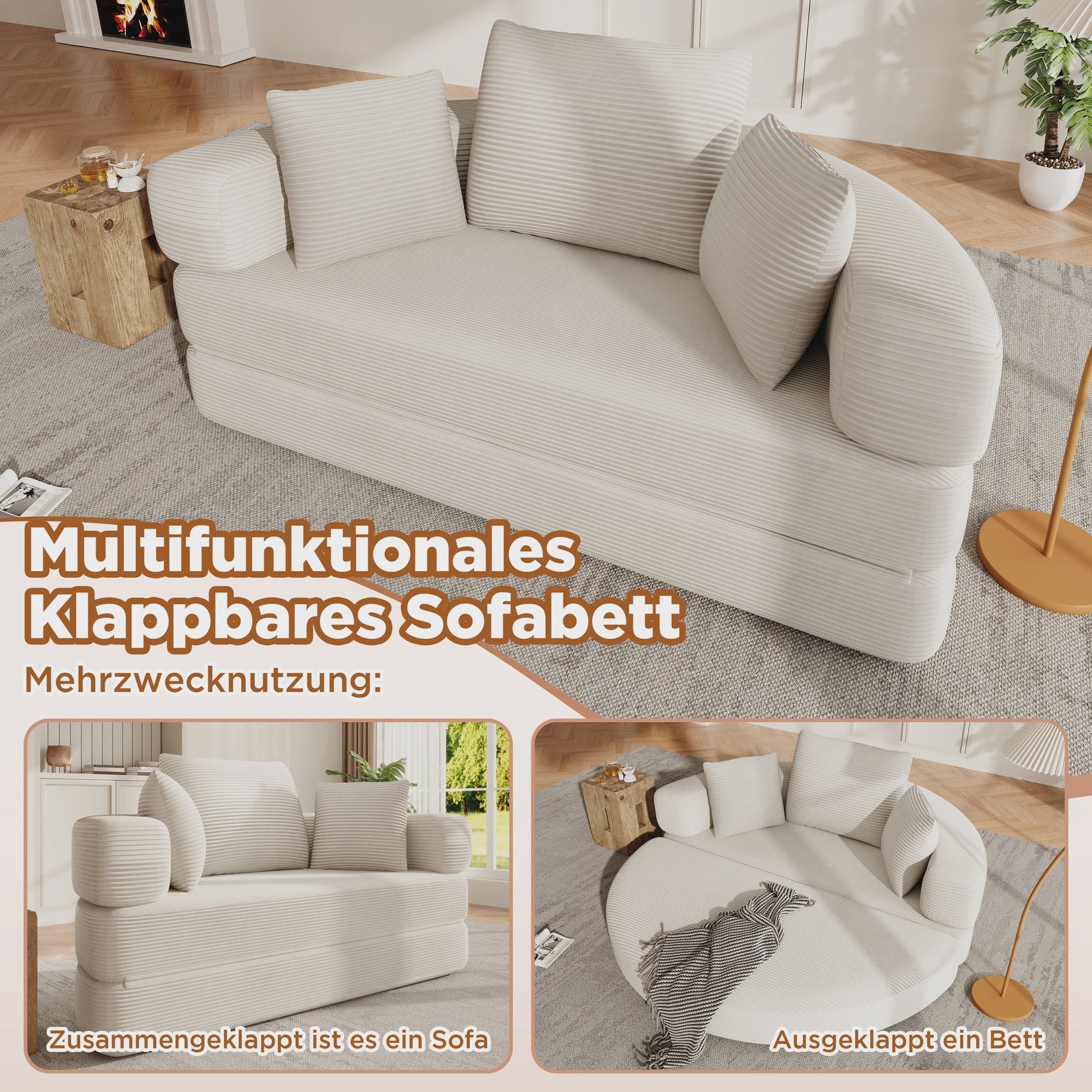 Modulaire Slaapbank Ovaal - Ribstof - Multifunctioneel en Flexibel